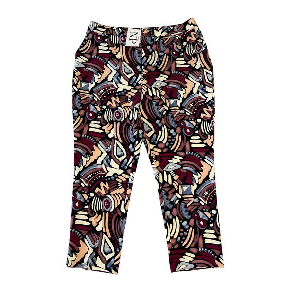 NWT Nina Parker Womens Plus 2X Tribal Printed Tailored Straigh Leg Pants Artsy - Picture 1 of 16